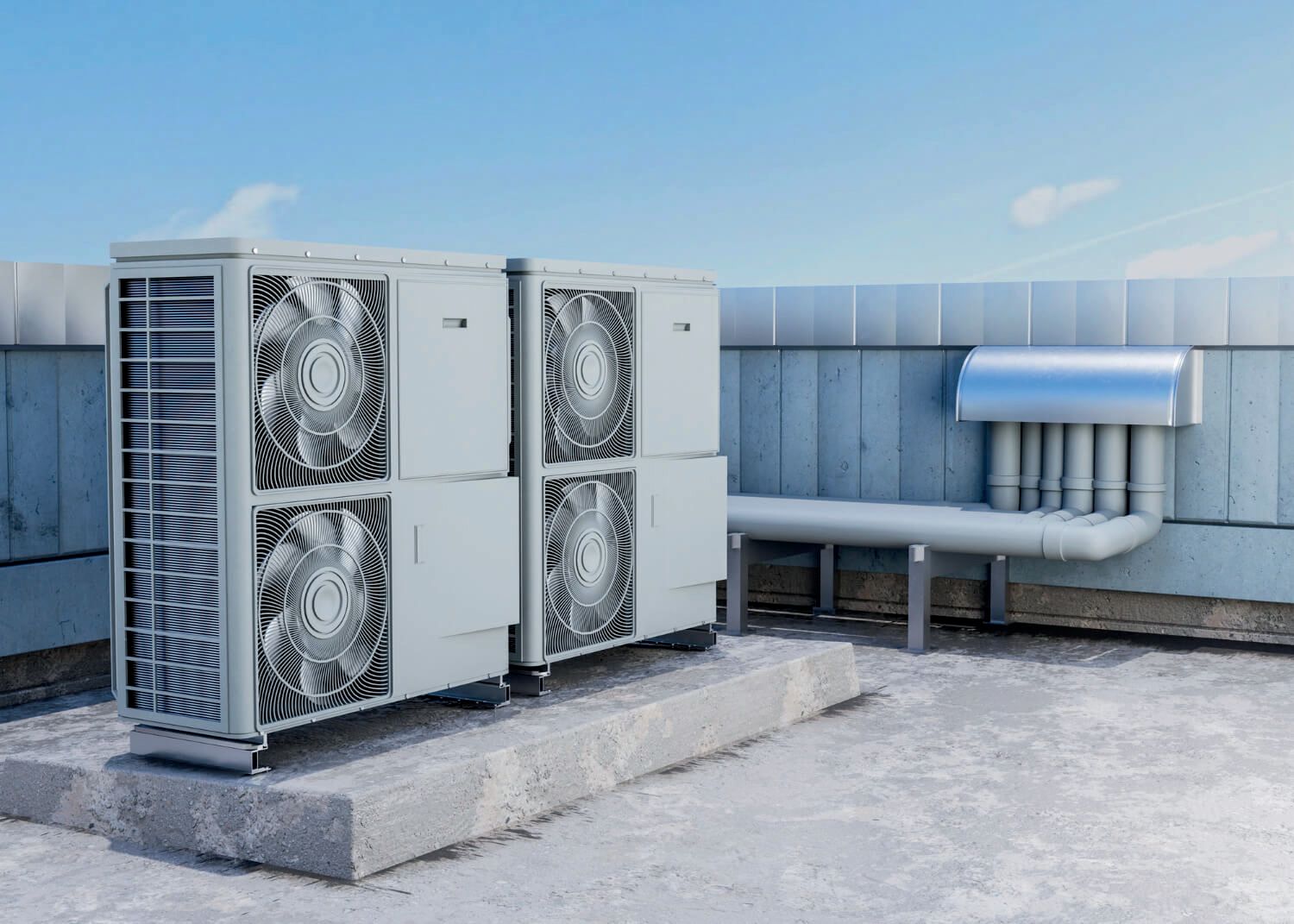 Equipos de aire acondicionado de gran capacidad en techo